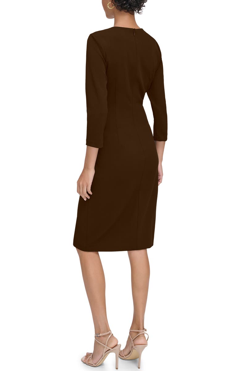 Calvin Klein Zip Trim Sheath Dress, Alternate, color, Coffee Bean