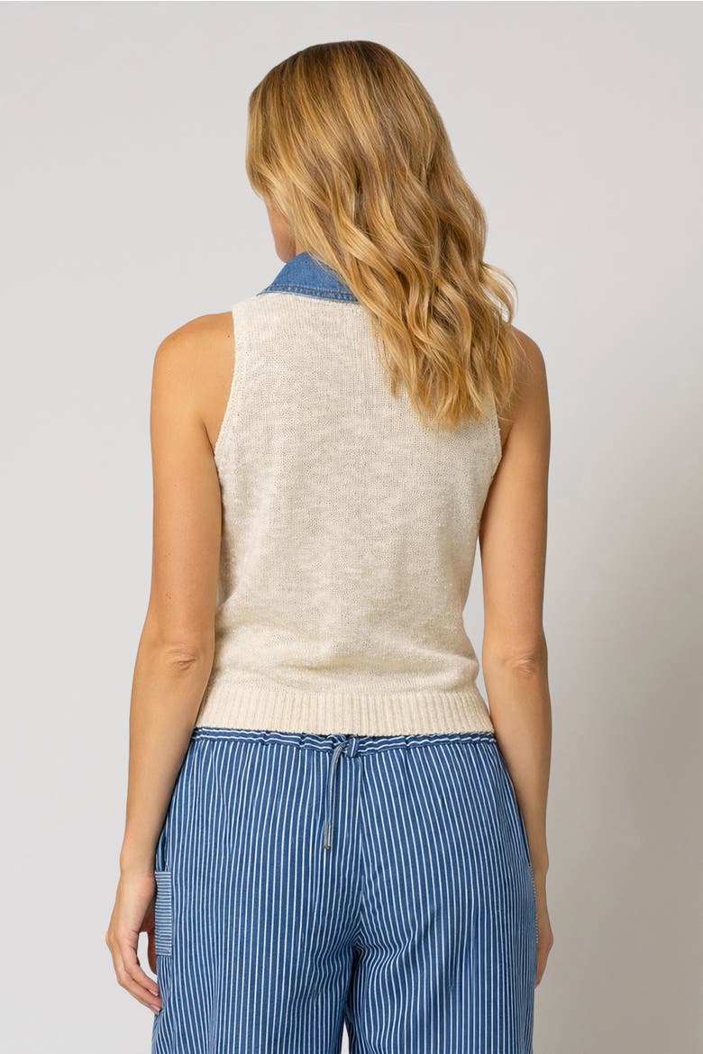 Marlon Denim Collar Shell, Alternate, color, Oat