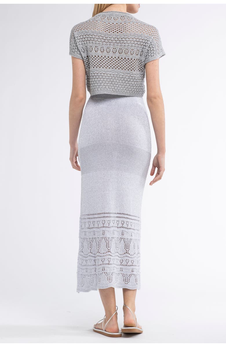 Sunday St. Tropez Gioca Crochet Cover-Up Maxi Skirt, Alternate, color, Silver