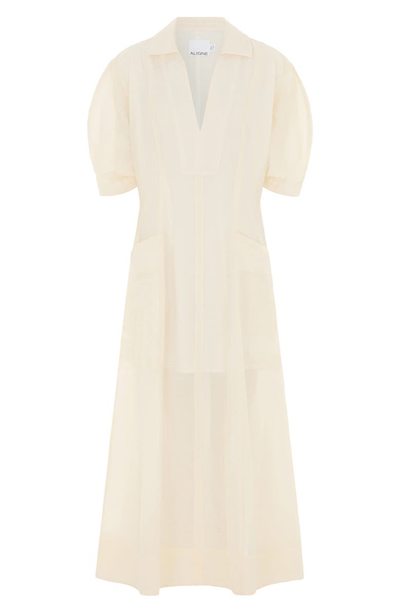 ALIGNE Tracy Cotton Blend Dress, Alternate, color, White