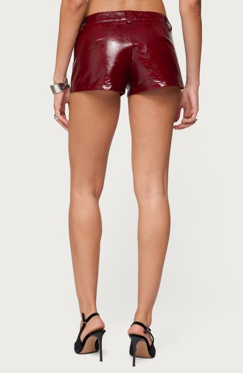 Edikted Mcrae Zip-up Faux Leather Micro Shorts In Brown