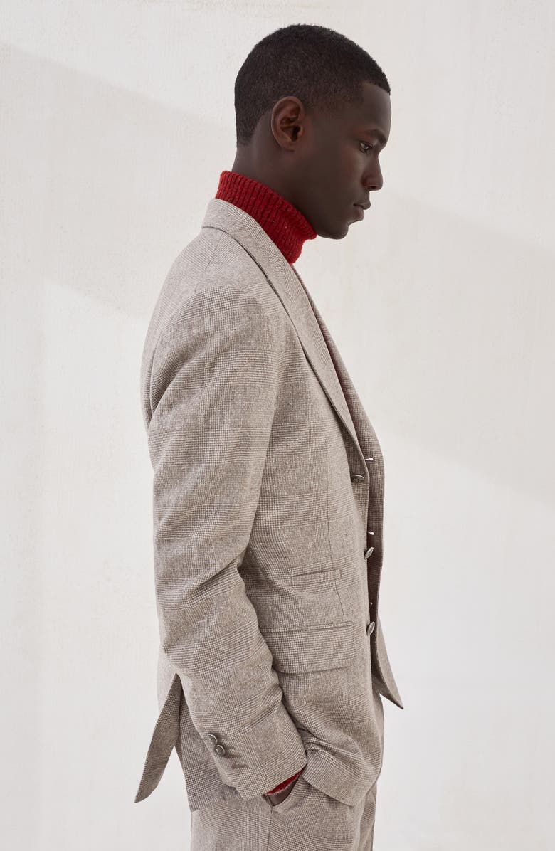 Brunello Cucinelli Prince of wales blazer, Alternate, color, Bark