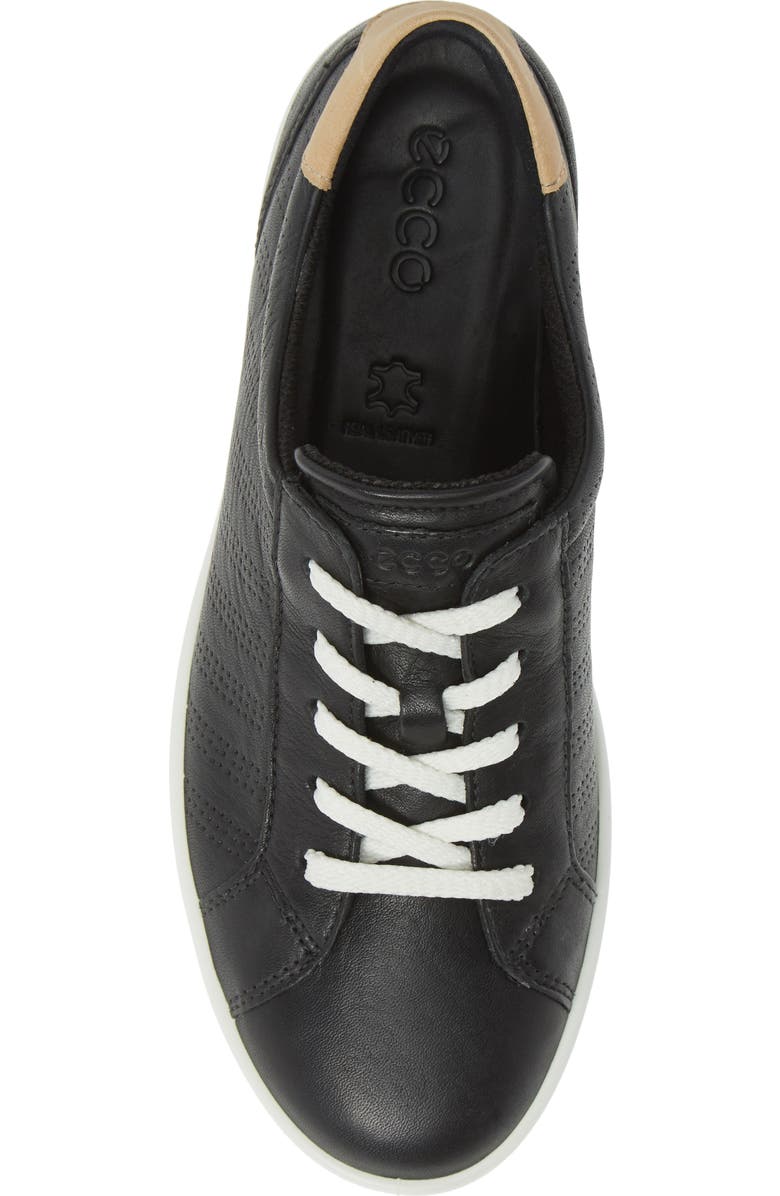ECCO Leisure Tie Sneaker, Alternate, color, Black Leather