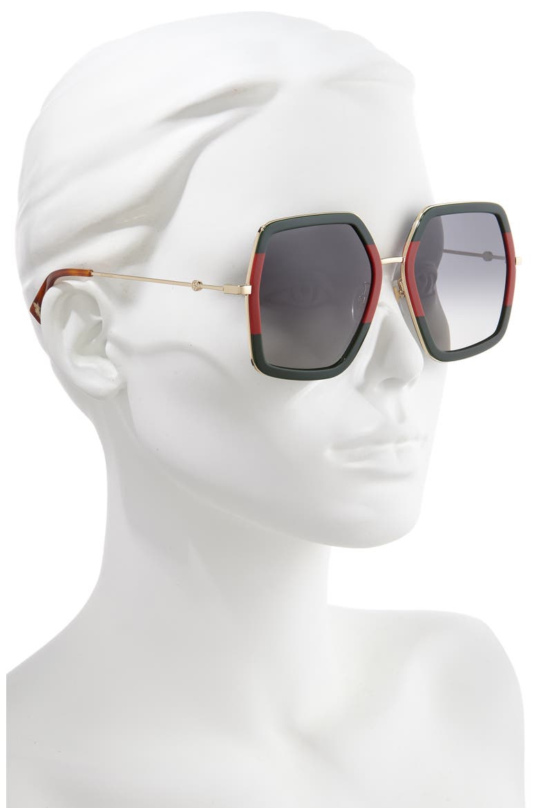 56mm Sunglasses, Alternate, color, SHINY ENDURA GOLD/ GREEN/ RED