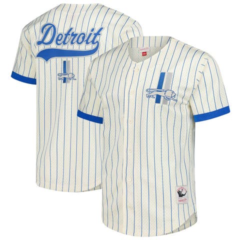Men's Mitchell & Ness  Cream Detroit Lions Final Seconds Vintage Logo Mesh Button-Up Shirt