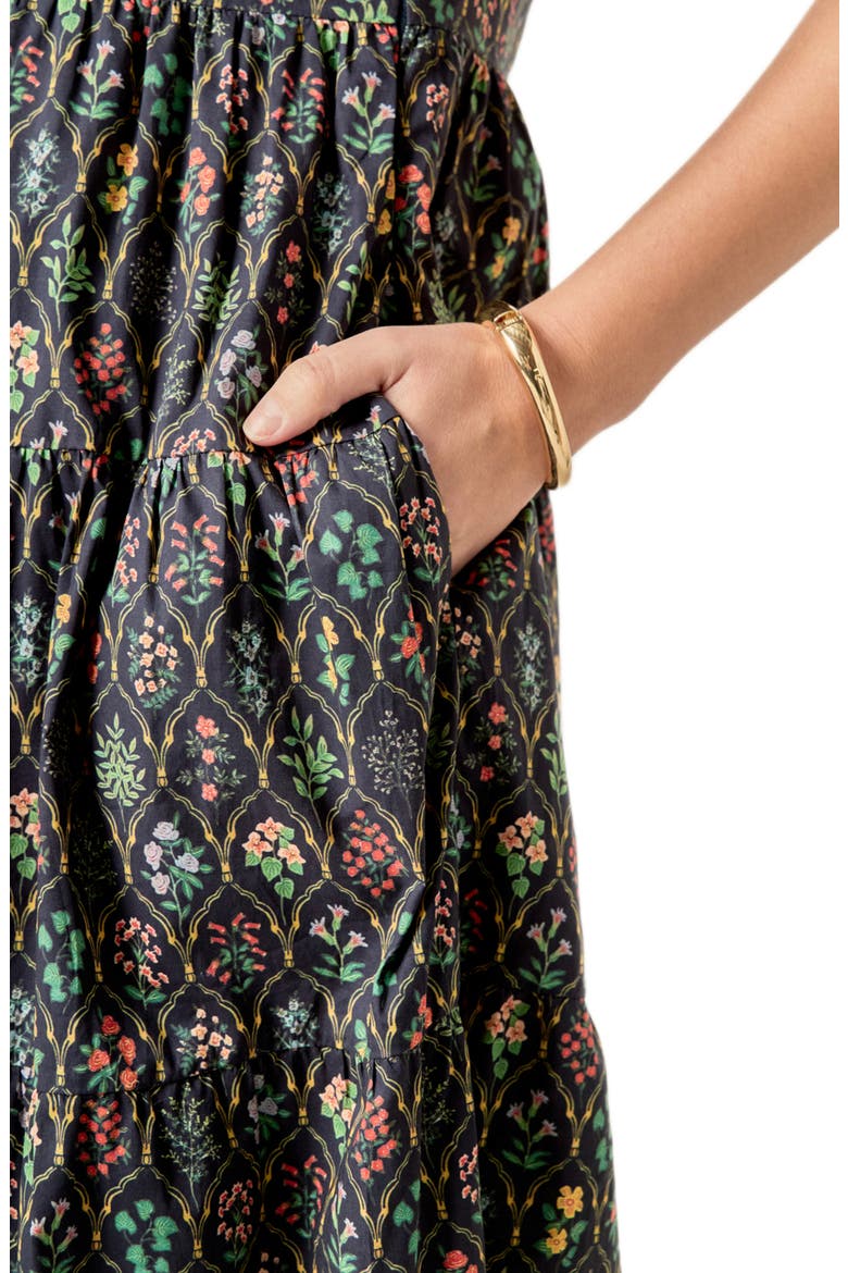 Floral Tiered Cotton Shirtdress, Alternate, color, NAVY FLORAL