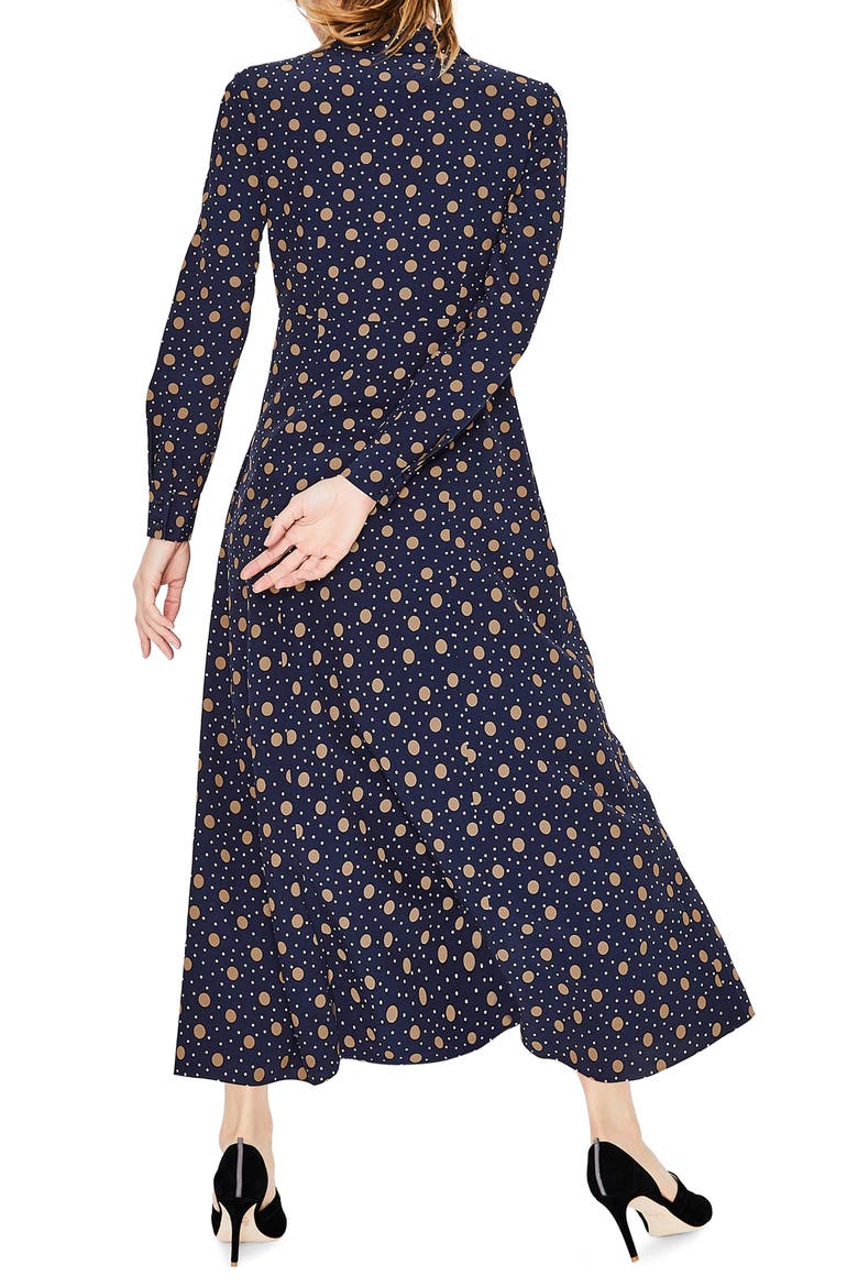 Polka Dot Midi Shirtdress, Alternate, color, NAVY/ SOFT TRUFFLE
