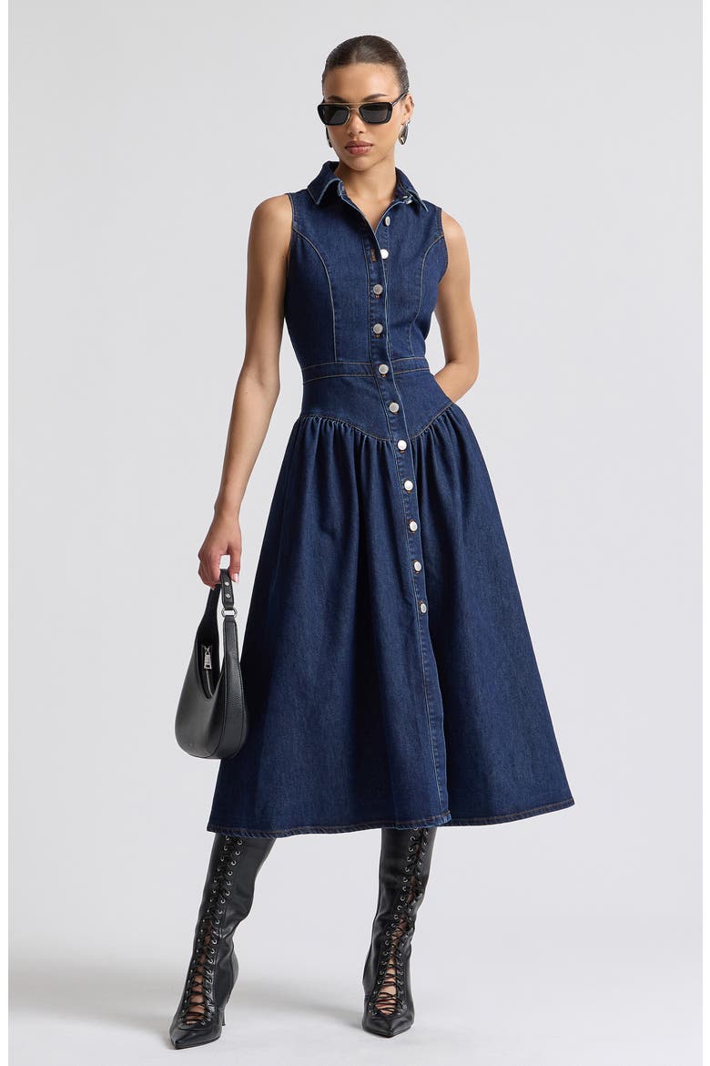Sleeveless Denim Midi Dress (Women) | Nordstrom