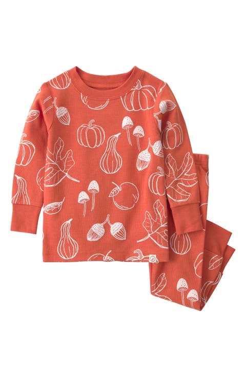 Printed Fitted Two-Piece Organic Cotton Pajamas