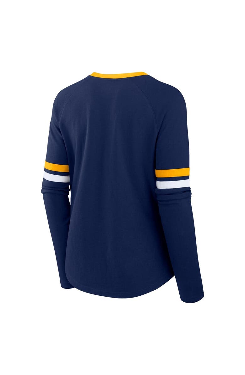 FANATICS Women's Fanatics Navy Milwaukee Brewers Won & Done Raglan Lace-Up Long Sleeve T-Shirt, Alternate, color, 