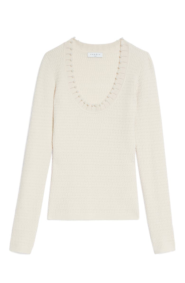 SANDRO Cable Knit Sweater, Alternate, color, Light Beige