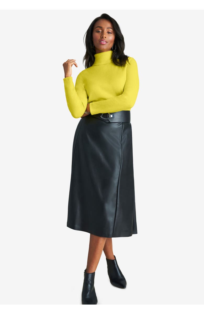 Jessica London Carefree Cashmere Turtleneck, Alternate, color, Black