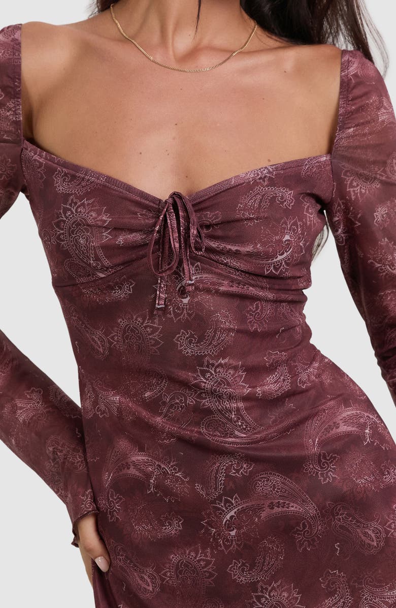 Motel Modena Long Sleeve Minidress, Alternate, color, Tnl Paisley Plum