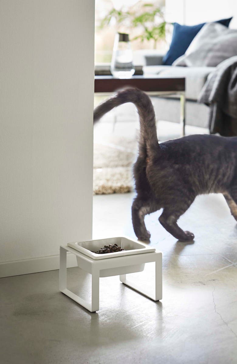 Yamazaki Tall Elevated Single Bowl Pet Diner, Alternate, color, White
