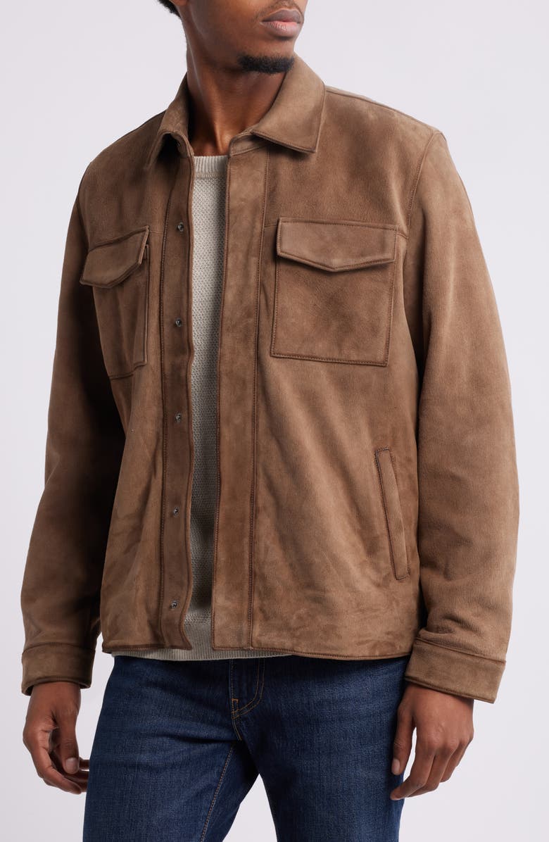 Frye Classic Suede Shacket, Alternate, color, Taupe