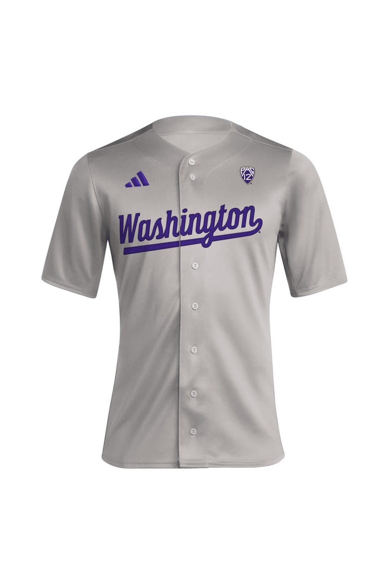 Men's adidas Gray Washington Huskies Replica Baseball Jersey, Alternate, color, Gray