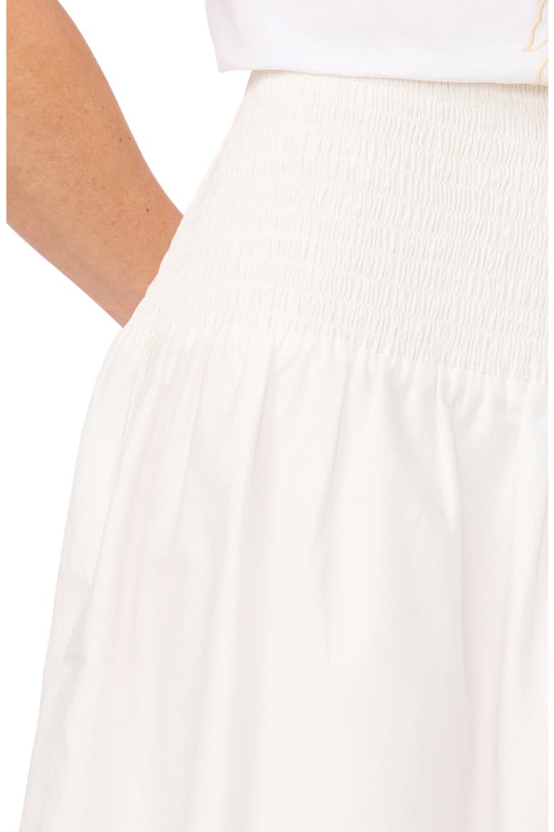 Smocked Waist Embroidered Midi Skirt, Alternate, color, ULTRA WHITE