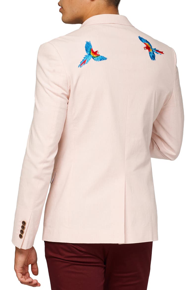 Deluxe Tropical Bird Embroidered Sport Coat, Alternate, color, PINK