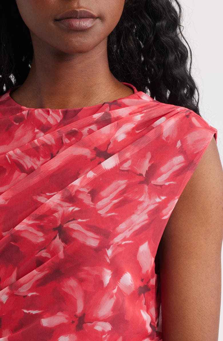 & Other Stories Floral Mesh Sheath Dress, Alternate, color, Red Medium