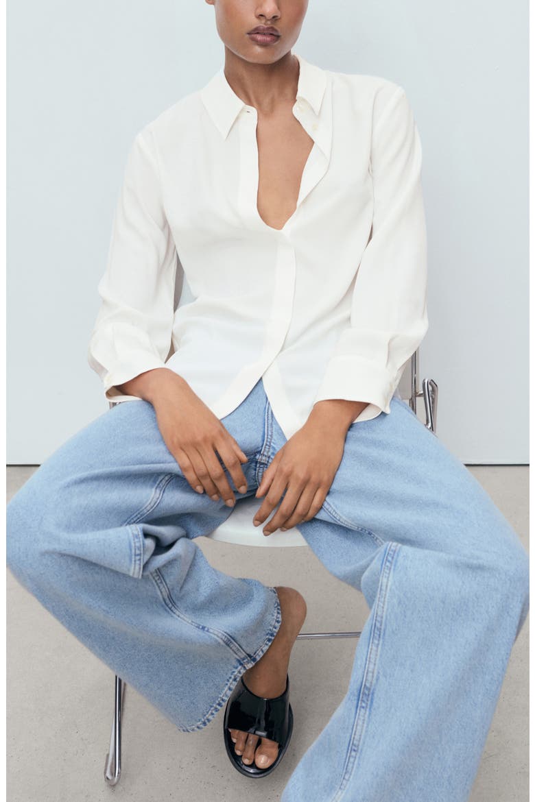 Print Button-Up Shirt, Alternate, color, OFF WHITE
