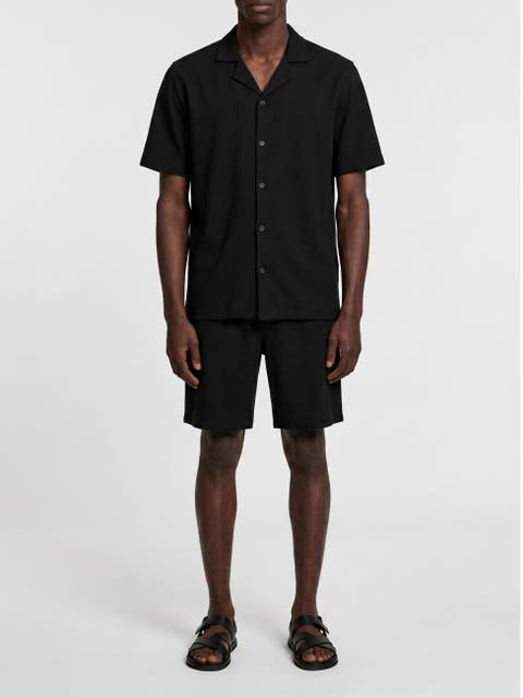 Relaxed Seersucker Camp Collar Shirt