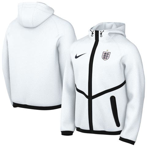 Men's Nike White England National Team 2026 Anthem Mesh Dri-FIT Full-Zip Hooded Jacket