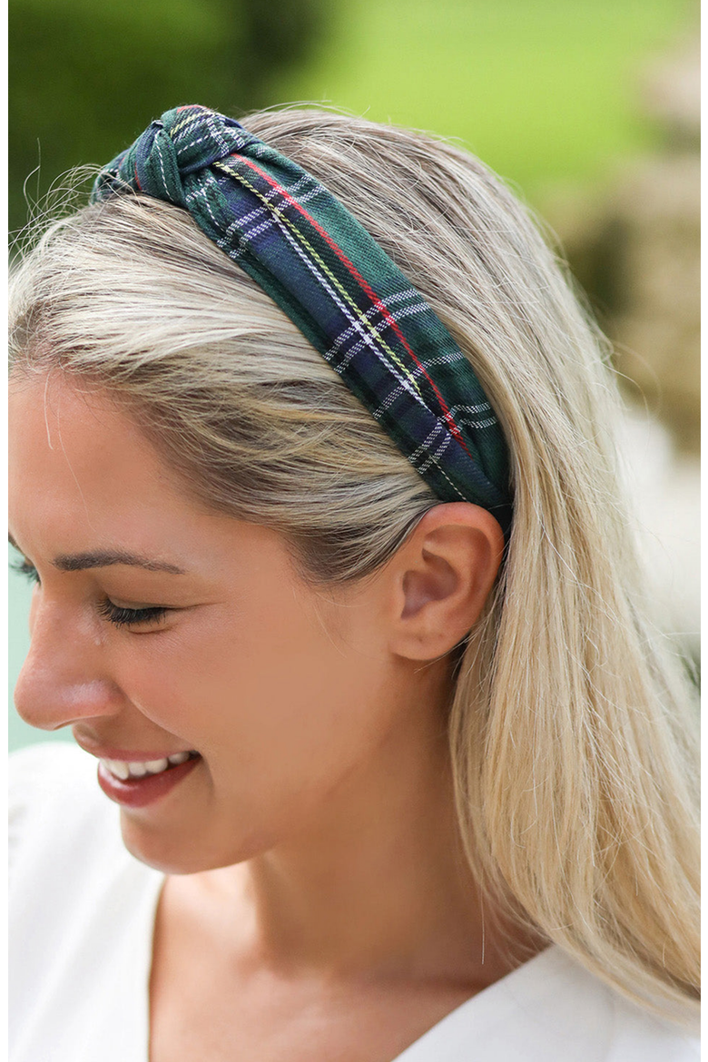 Plaid Knot Headband, Alternate, color, Green Plaid