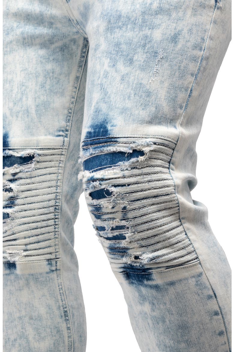 Flex Moto Skinny Jeans, Alternate, color, LIGHT WASH