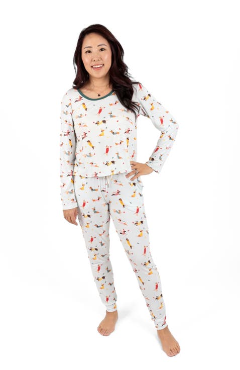Women's Viscose Matching Family Holiday Pajamas, Reindeer & Polar Bear Prints
