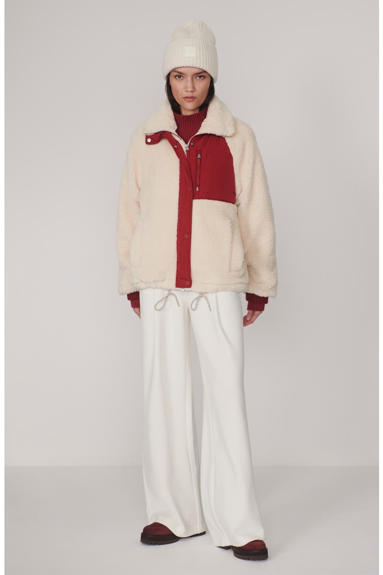 Kalyn Sherpa Fleece Jacket, Alternate, color, SANDSHELL/ RUMBA ROSE