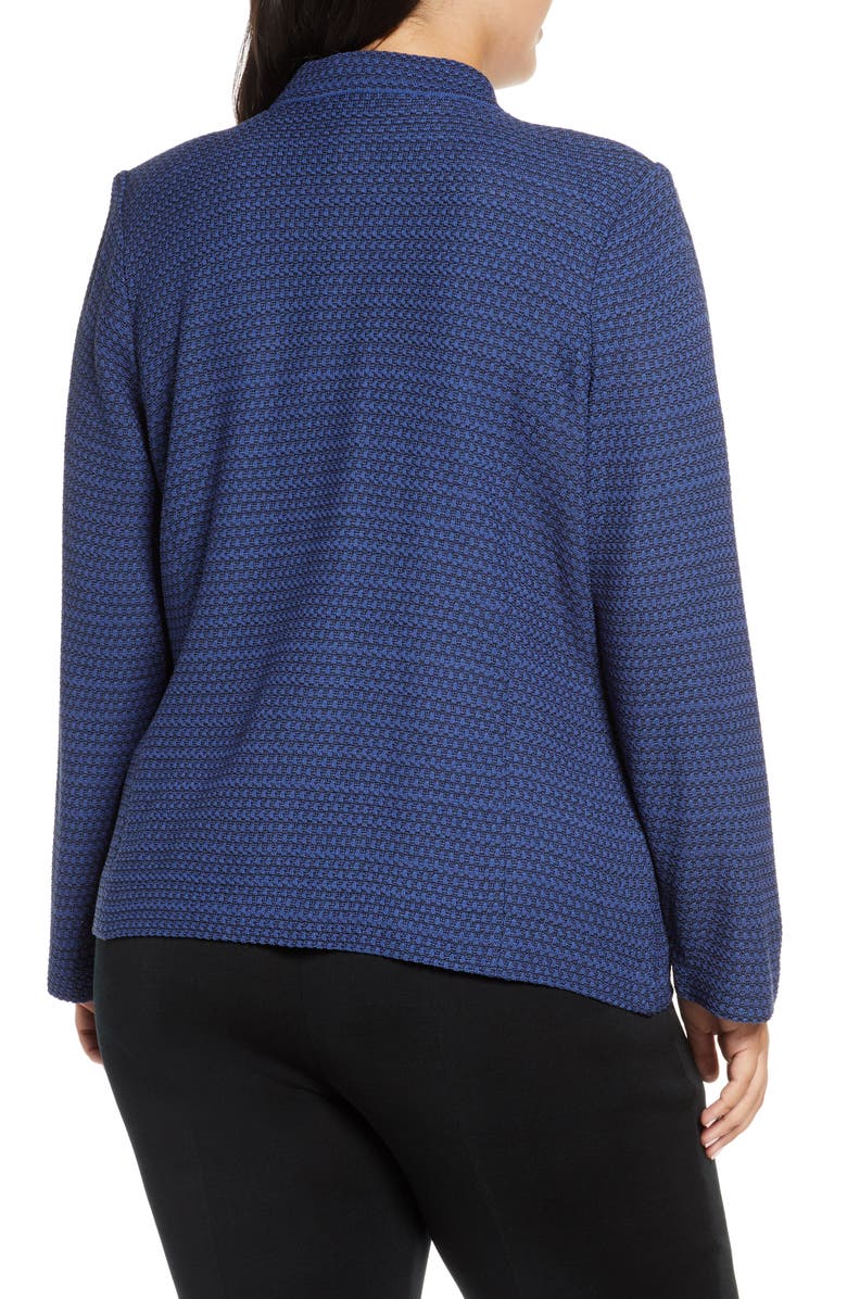 Ming Wang Buckle Trim Jacquard Knit Jacket, Alternate, color, Spectrum Blue/ Black