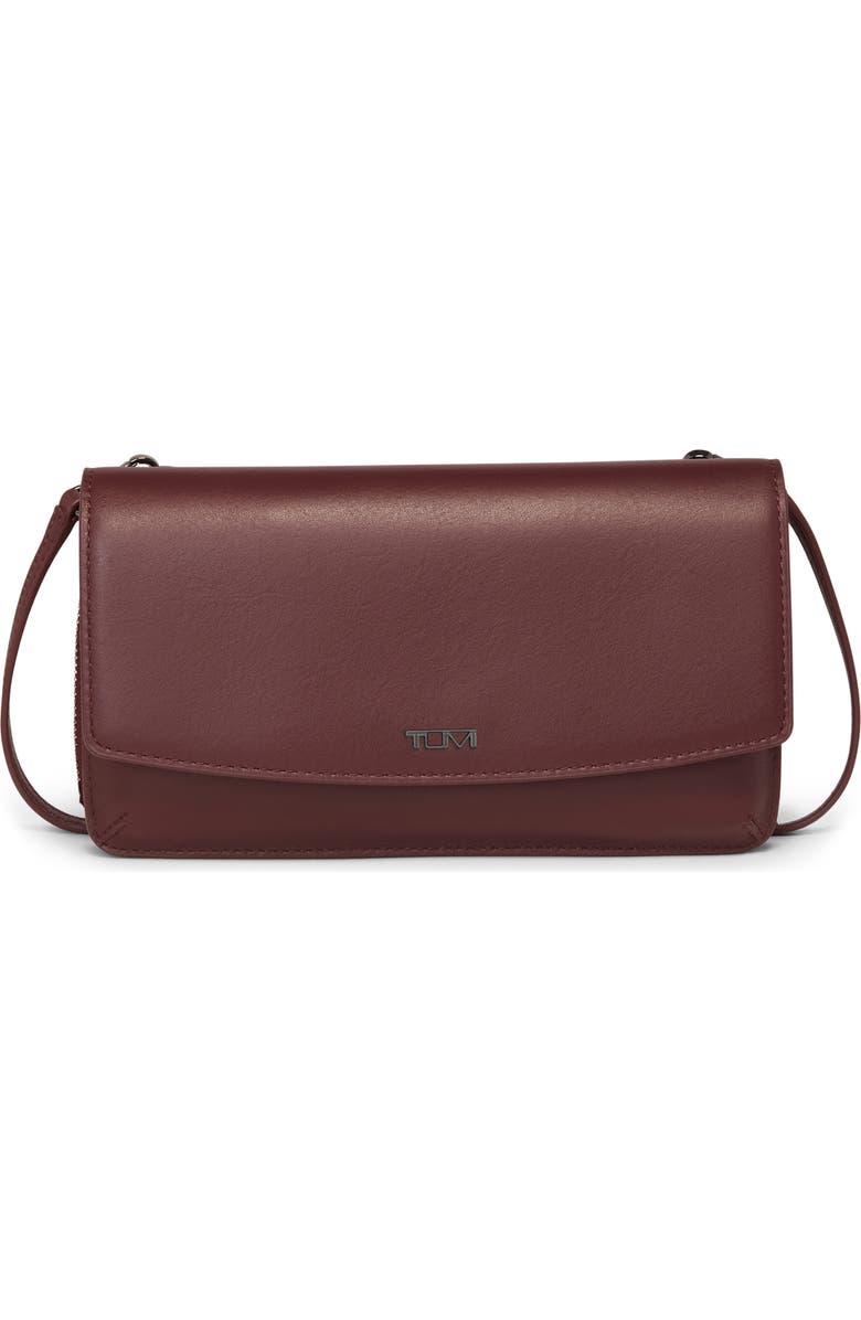 TUMI Leather Crossbody Wallet, Main, color, Cabernet