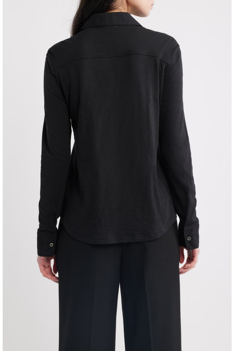 Riduro C.Nebulous Organic Cotton Slub Long Sleeve Button-Up Shirt, Alternate, color, BLACK