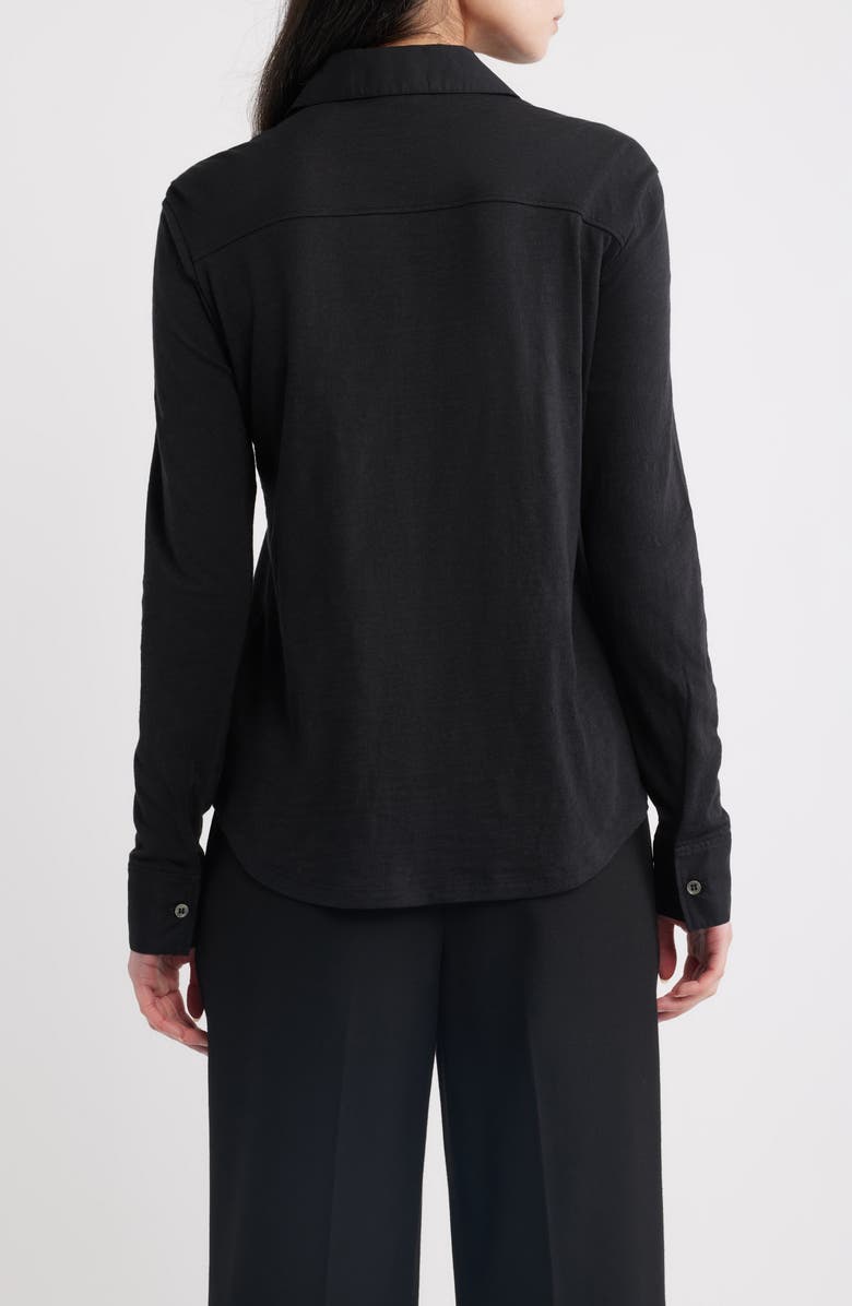 Theory Riduro C.Nebulous Organic Cotton Slub Long Sleeve Button-Up Shirt, Alternate, color, Black
