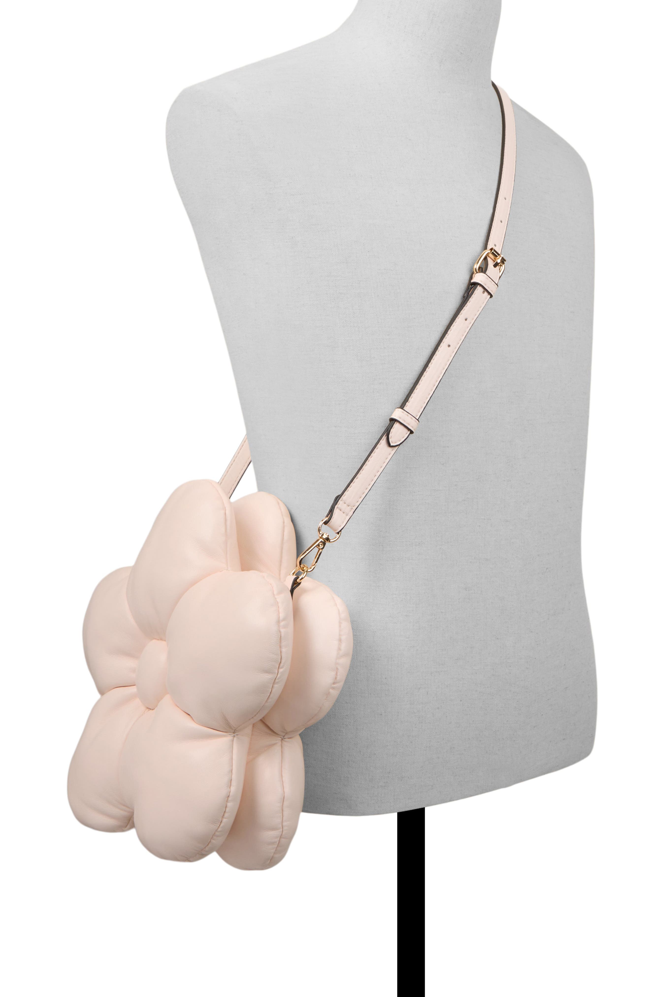 ALDO Fflowerpufff Faux Leather Crossbody Bag, Alternate, color, Light Pink