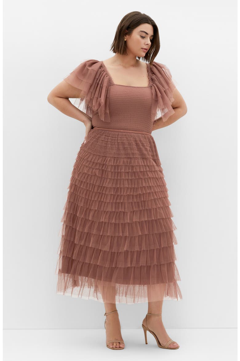 Averi Tiered Tulle Maxi Skirt, Alternate, color, ROSEBERRY