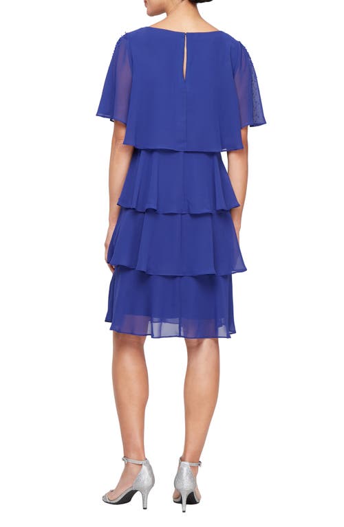 Shop Sl Fashions Beaded Tiered Chiffon Dress In Iris
