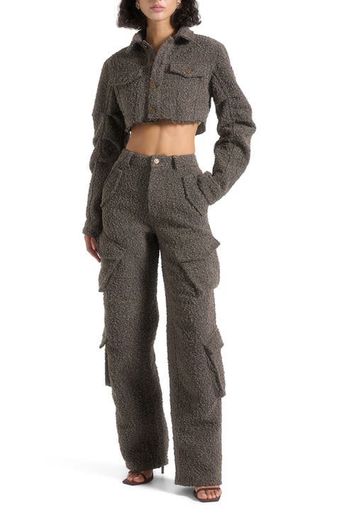 Catherine Cropped Boucle Denim Jacket