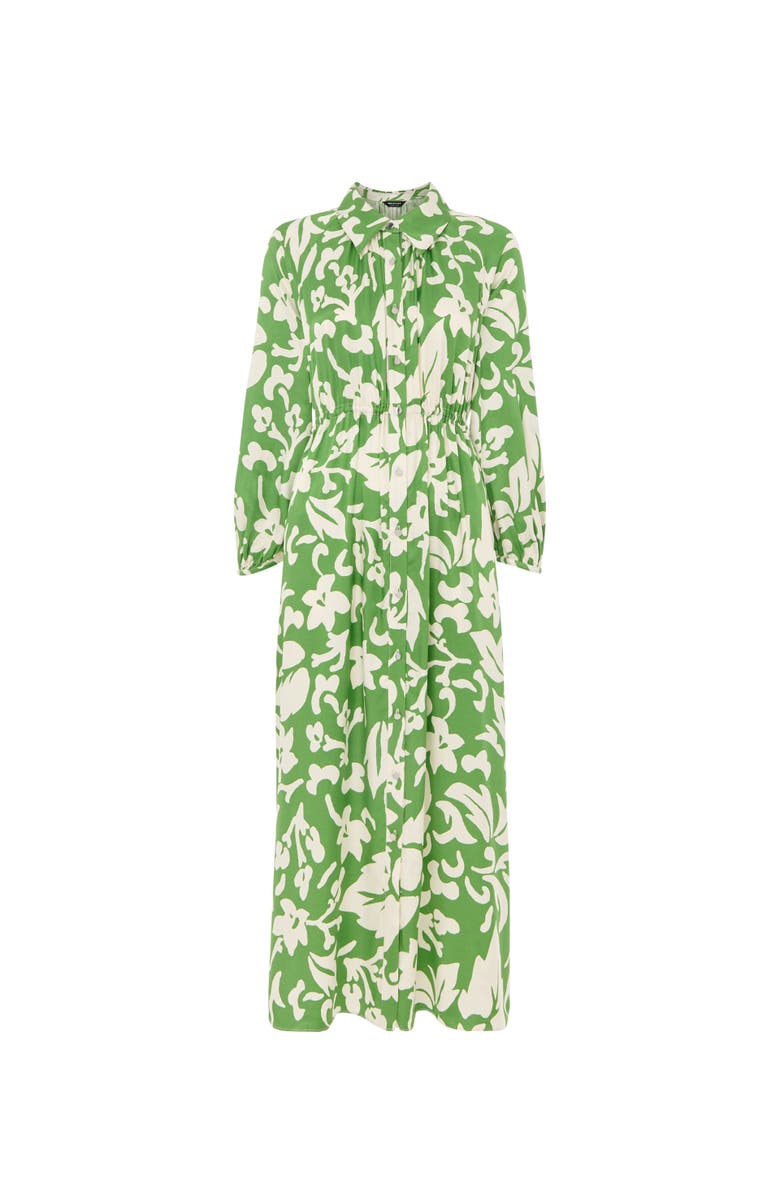 Whistles Floral Trapeze Shirt Dress, Alternate, color, Grn/Multi