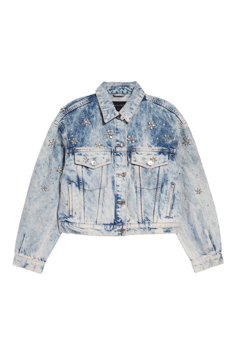 Monty Embellished Denim Jacket, Alternate, color, LIGHT INDIGO