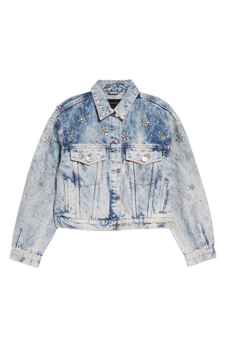 AllSaints Monty Embellished Denim Jacket, Alternate, color,