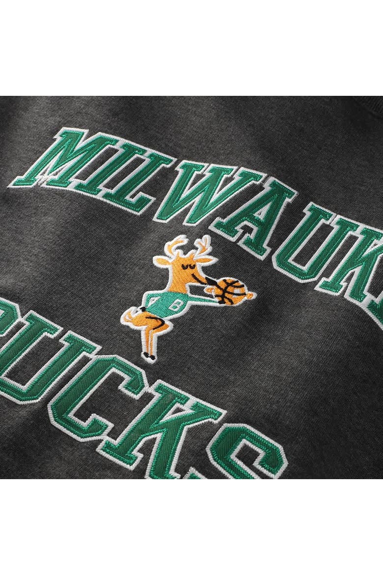 Men's Mitchell & Ness Heather Charcoal Milwaukee Bucks Hardwood Classics Big & Tall Crewneck Sweatshirt, Alternate, color, Heather Charcoal