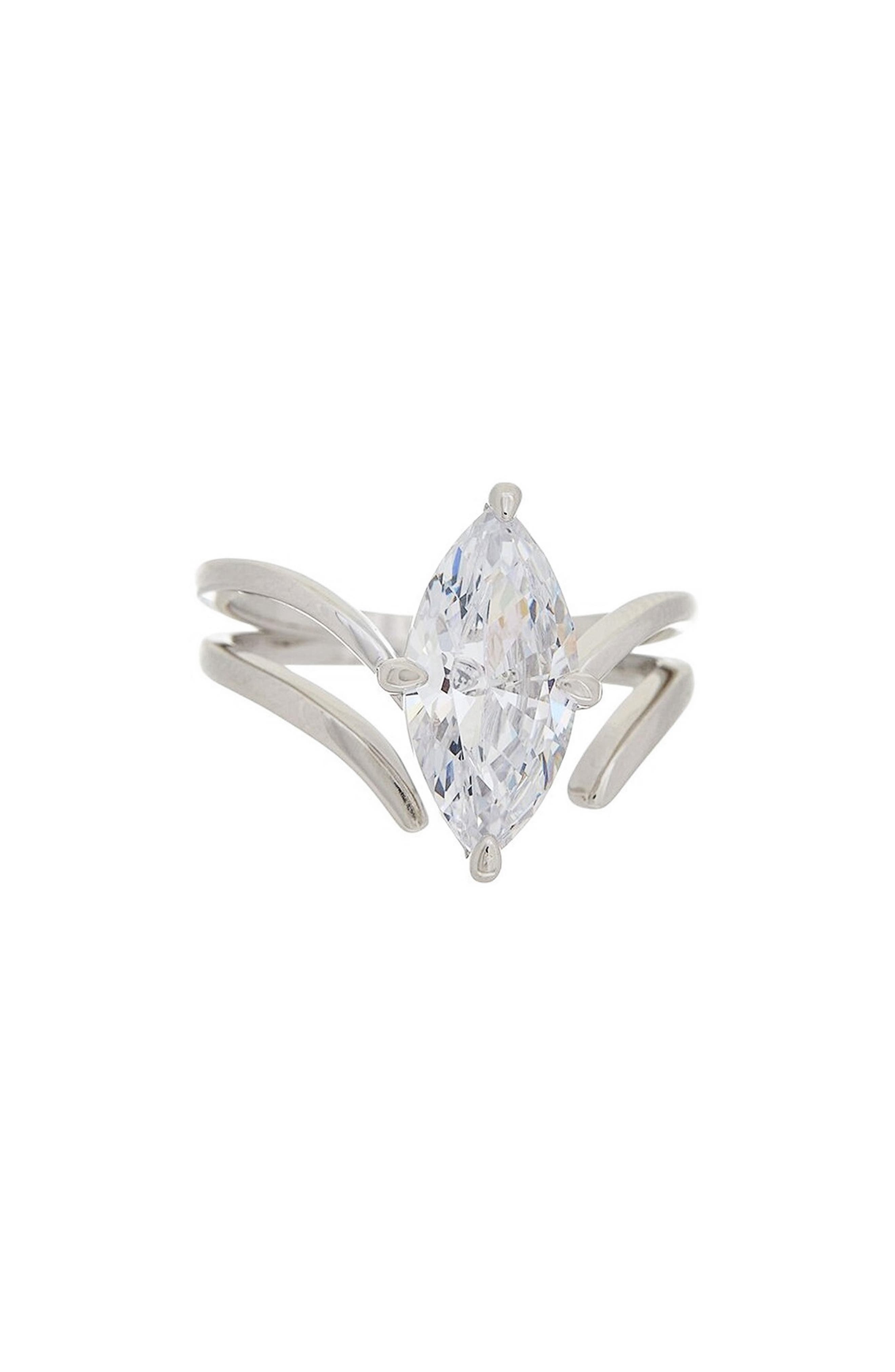 Marquise White Topaz Split Band Ring