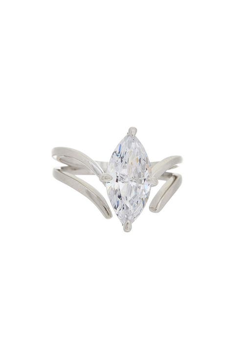 Marquise White Topaz Split Band Ring