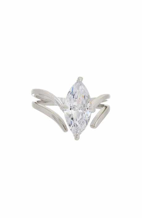 Marquise White Topaz Split Band Ring