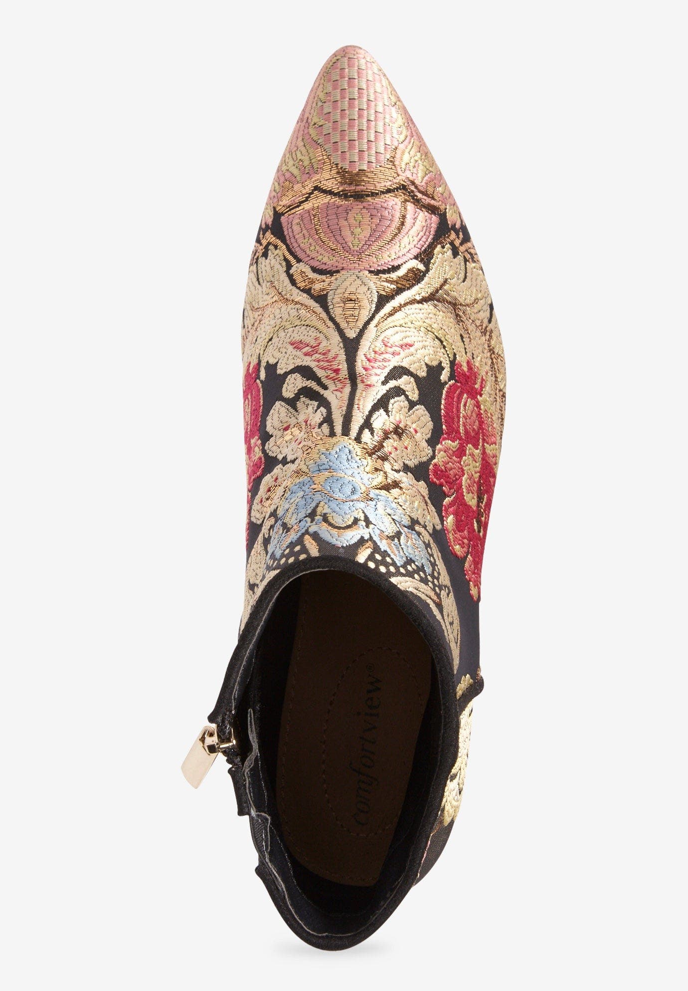 The Meredith Patterned Bootie, Alternate, color, FLORAL METALLIC
