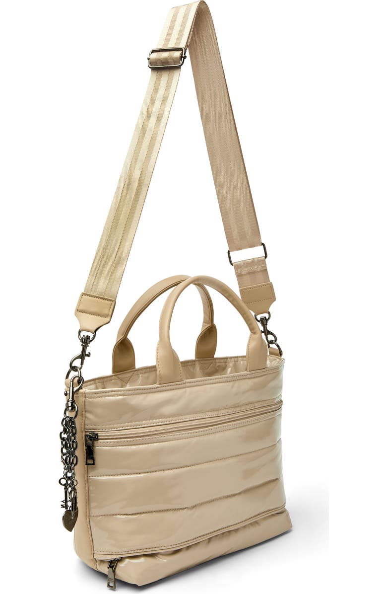 THINK ROYLN Getaway Quilted Puffer Tote, Alternate, color, Blonde Patent And Colorblock