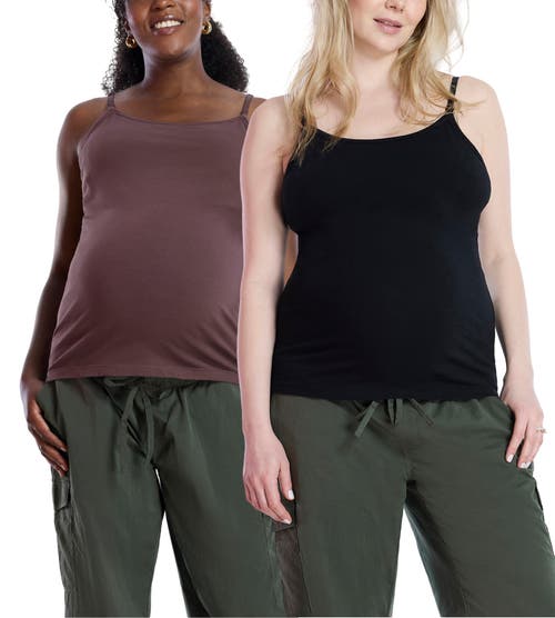 Motherhood Maternity Clip Down Nursing Tank Top Cami In French Roast & Black