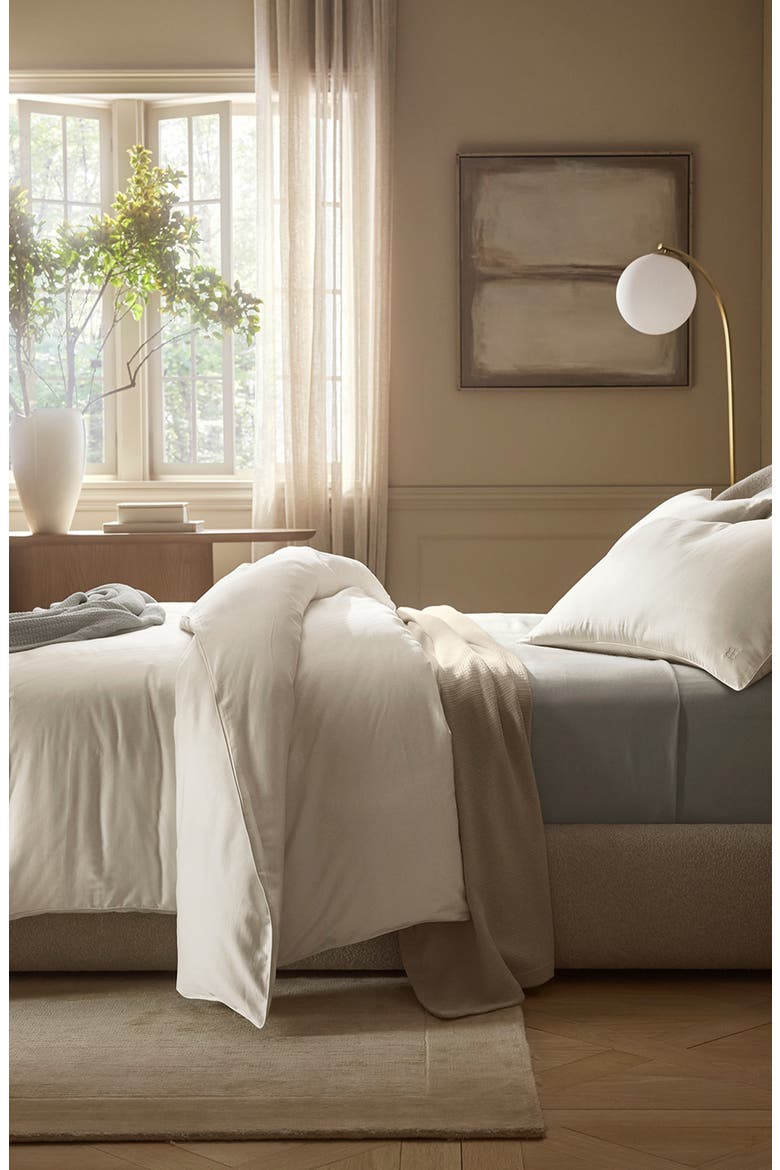 Signature Piped Edge Duvet Set, Alternate, color, CREAM/ CREAM