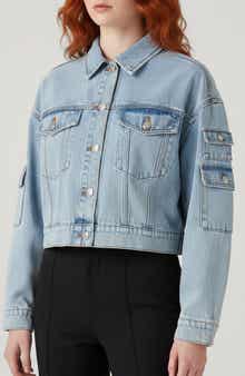 bebe The Cargo Crop Denim Jacket